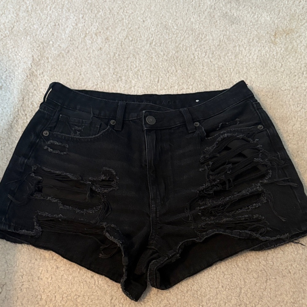 AE crossover waist black shorts